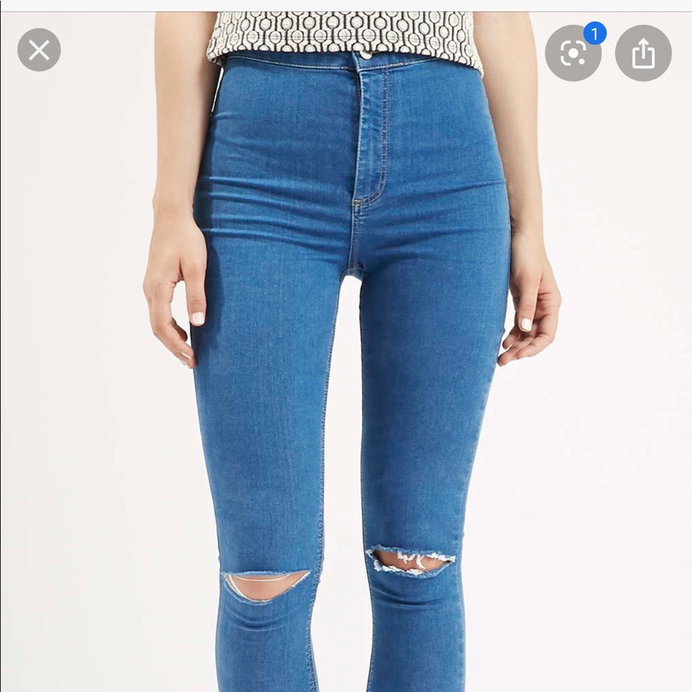 Topshop Joni Moto petite 25x28 blue denim